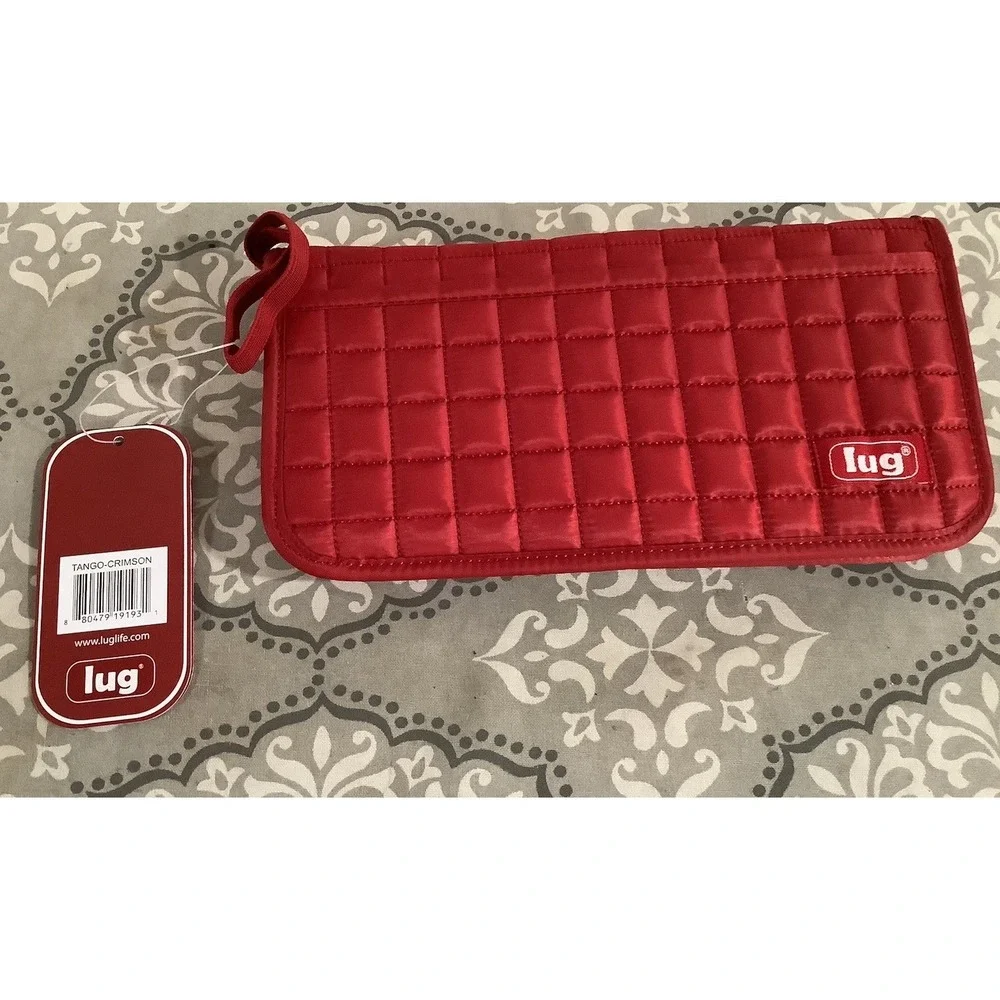 LUG Red  Tandem Quilted  Tango Zip Around Wallet Travel Passport Doc Holder